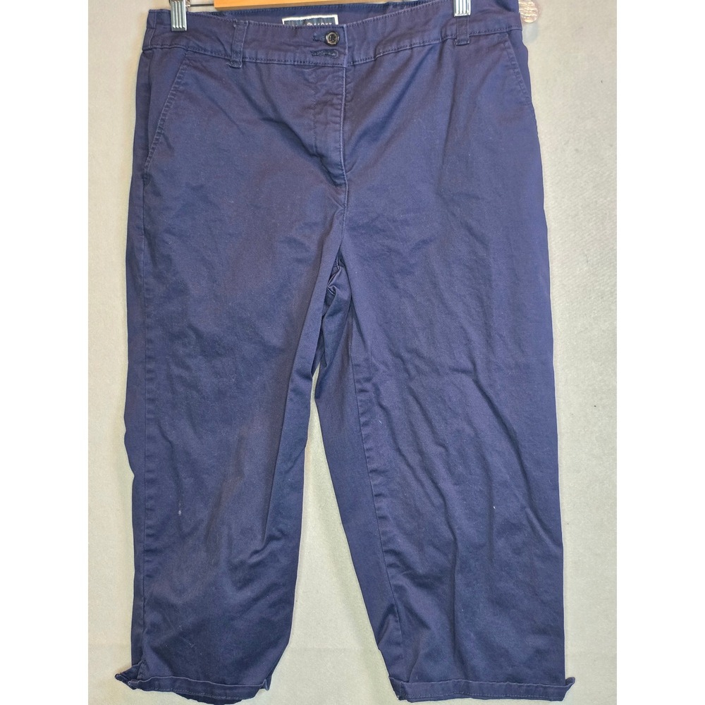 Karen Scott Capri Pants Navy Blue Womens Size 8 Stretch Cotton Crop Trousers